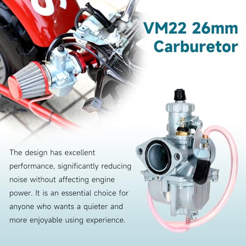 Image of FVRITO Performance VM22 26mm Carburetor Carb for Predator 212cc 196cc Coleman CT200U BT200X Mini Bike KT196 Go Kart GX160 GX200 6.5hp Clone Engine with 38mm Air Filter Intake Manifold Stage 1 Kit Red