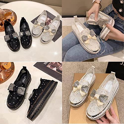 Image of BlackeEight Women's Platform Rhinestones Glitter Sneakers w /Cute Bow