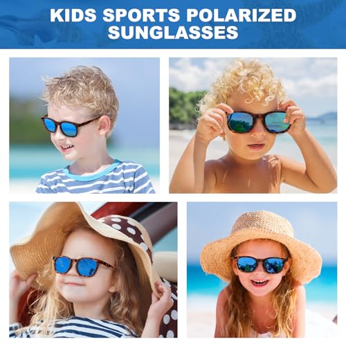 Kids Sunglasses- Retro 80s Polarized Sunglasses for Children Boys and Girls, A Tea Demi, One Size2