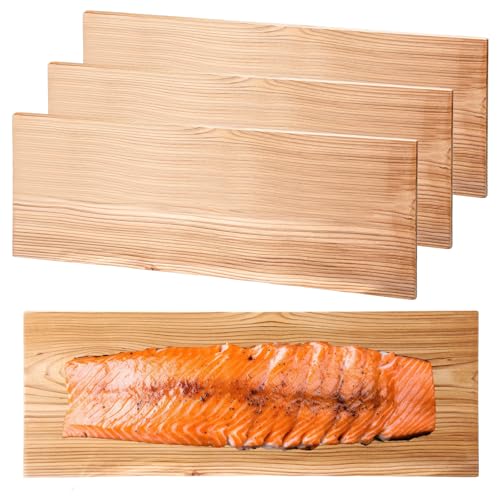 Landical 3/6/10/13/20 Pcs XL XXL Large Cedar Plank for Grilling Salmon Thicker Design Full Filet of Meat Fish Veggies Adding Extra Smoke and Flavor Soaking Fast Easy to Use(3 Pcs,15 x 5.5 Inches) by Landical - Used condition - US$19.21