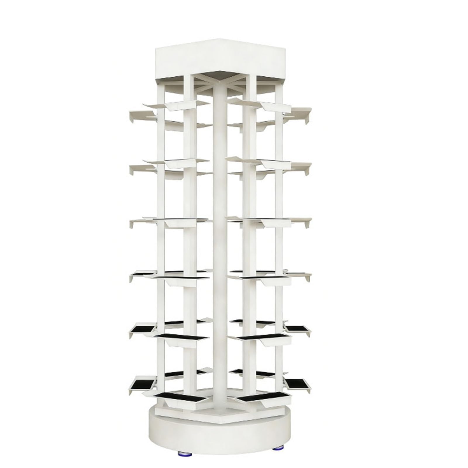 Clothing Rack Rotating Shoe Display Rack, Floor Standing Store, Clothing, Multi-layer Island(White)