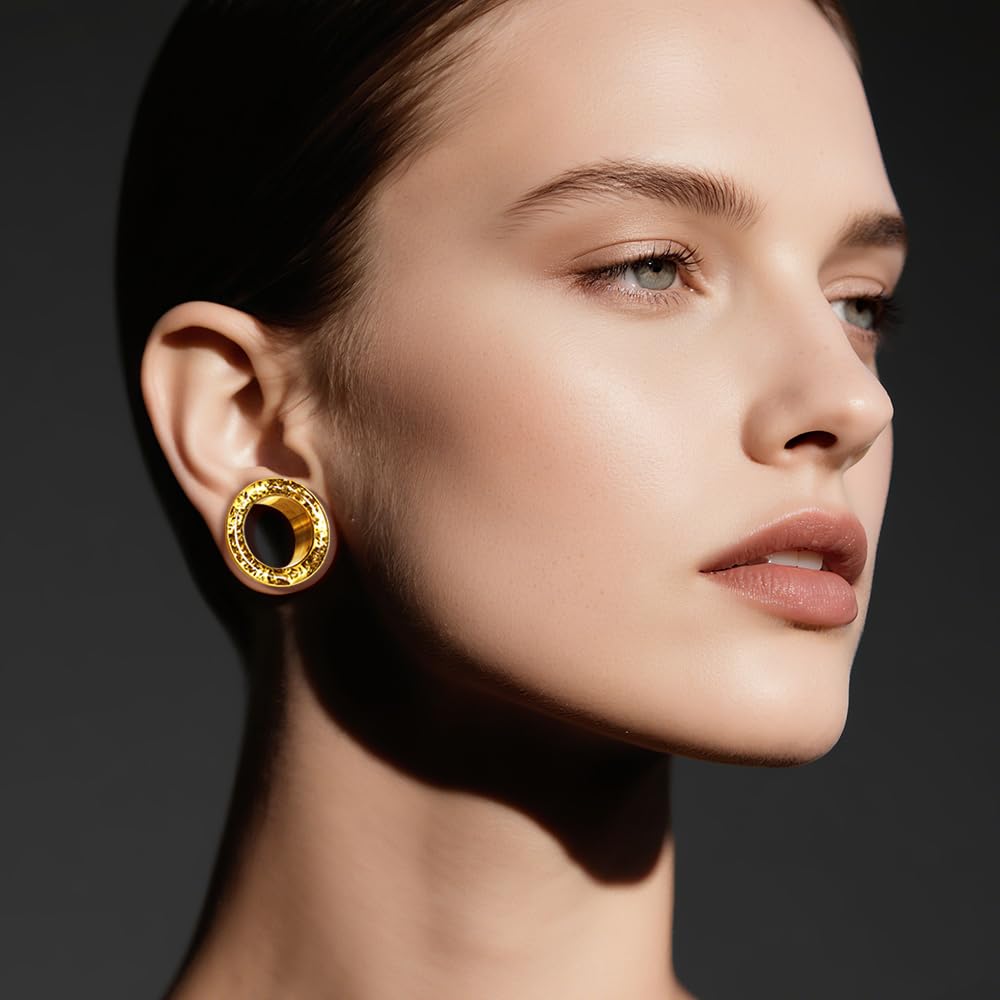 Vankula Ohr Tunnel 1 Paar Double Flared Flesh Plugs Muschelschale Edelstahl für männer damen Ohrpiercing Gestreckte Schmuck 6mm bis 16mm