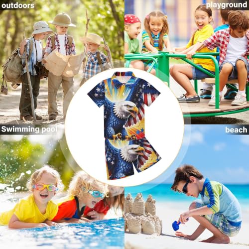 Image of 3T Toddler Boy Shorts Set Teal Hawaiian Button Down Shirts Summer Outfits for Little Boy