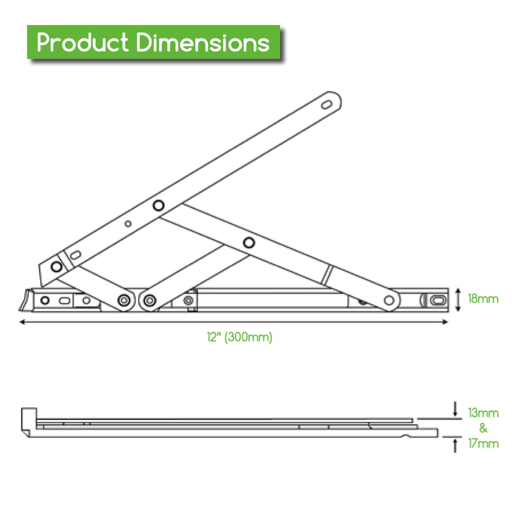 Genius® 12" (300mm) Retrofit UPVC Window Friction Stay Egress Easy Clean Hinges Side Hung (One Pair) - Image 4