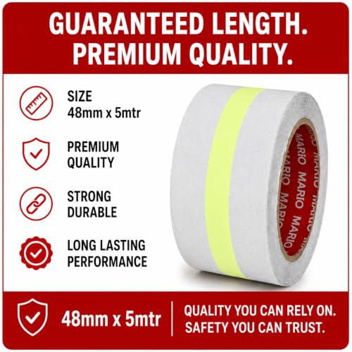 Image of Mario Transparent Anti-Skid Glow-in-the-Dark Tape Width 50mm x Length 5mtr (16.5 feet) | High Grip Waterproof Anti-Slip Safety Tape | Self Adhesive Tape for Stairs & Dark Areas | Pack of 1pc