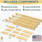 Bamboo Drawer Organizer with Inserts & Labels, 17-22", Kitchen Dividers - Image 6