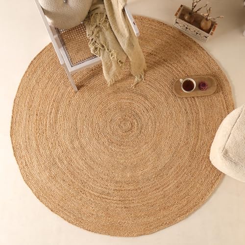 Tapete redondo tejido a mano de yute natural 6ft