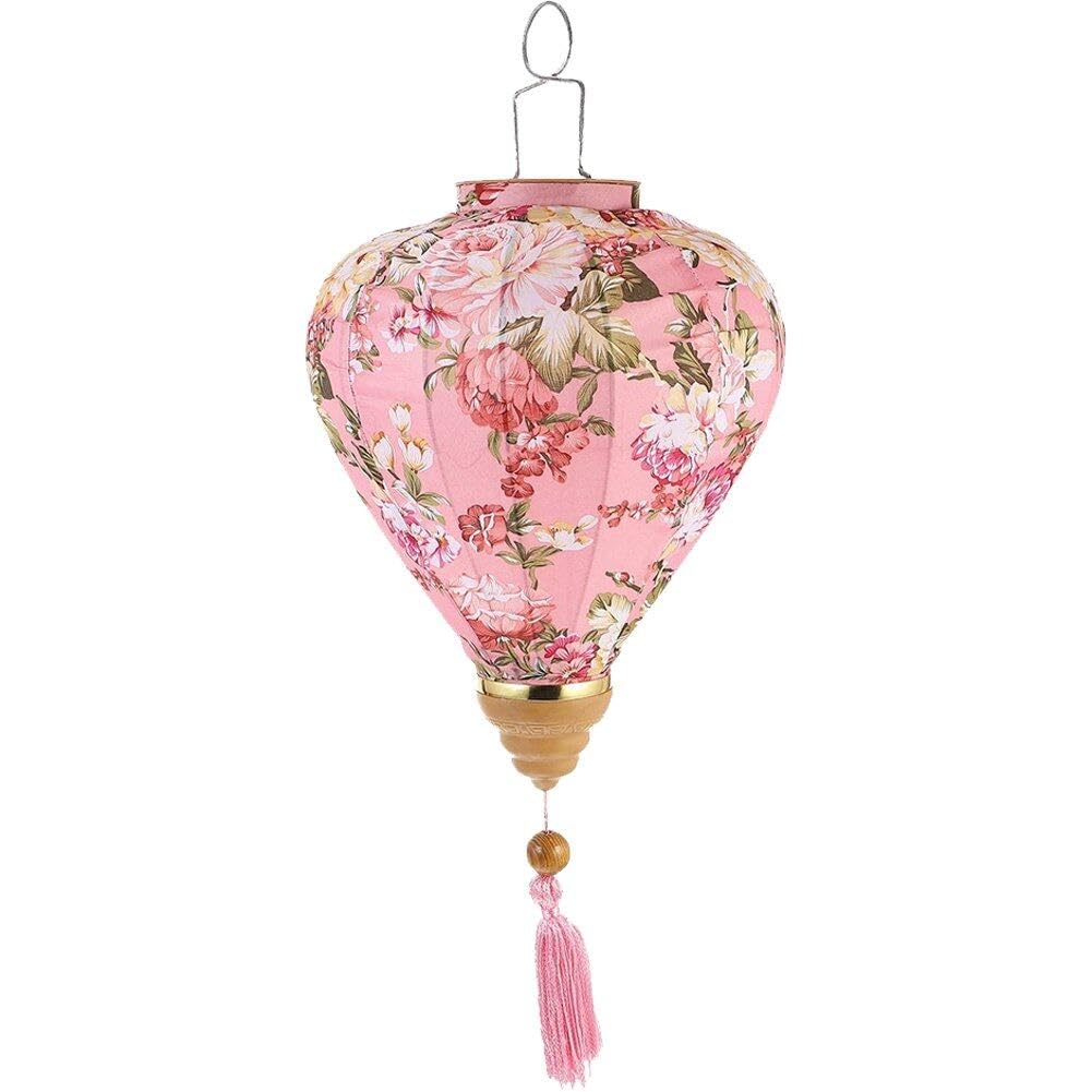 Haowul Pink Traditional Oval Silk Lanterns Oriental Chinese Japanese Hanging Lanterns For Outdoor Wedding Party Garden Home Festival Decoration