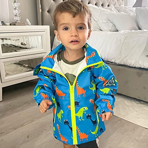 Image of HZXVic Toddler Boys Raincoat Waterproof,Lightweight Kids Rain Poncho Jacket Windbreaker Outwear Coat