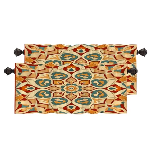 BaoNews Geometric Pattern Kitchen Valances for Windows, Colorful Ornamental Design