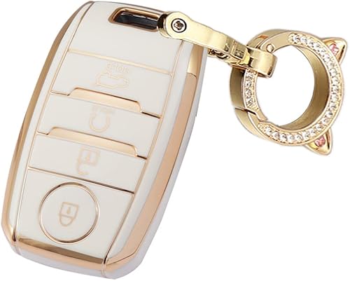 Miniatura 7 de ontto Funda para llavero de 4 botones compatible con Kia Forte Koup NIRO Optima Rio, accesorios para llave remota sin llave, color beige