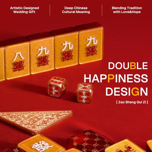 Set de Mahjong chino lujo con 144 fichas acrílicas miniatura 2