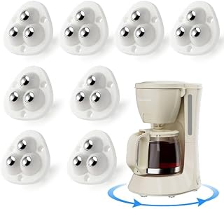 8Pcs Upgrade Mini Caster Wheels for Small Appliances, 360°Rotation Self Adhesive Caster Wheels, Stainless Steel Rollers Universal Wheel for Trash Can, Storage Bins, White, ZUOFANG