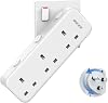 Mscien Multi Plug Extension Socket, 3 Way Plug Adaptor With Independent Switches, Wall Socket Plug Extender with 315 Degree Rotation Plug, UK 13A Fuse Power Extender for Home, Kitchen, Office