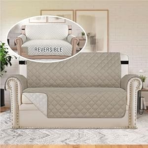 Hversailtex loveseat protector for dogspets loveseat slipcover quilted furniture protector with non slip elastic strap water resistant loveseat couch cover seat width to 46loveseat khakibeige  urban country home decor