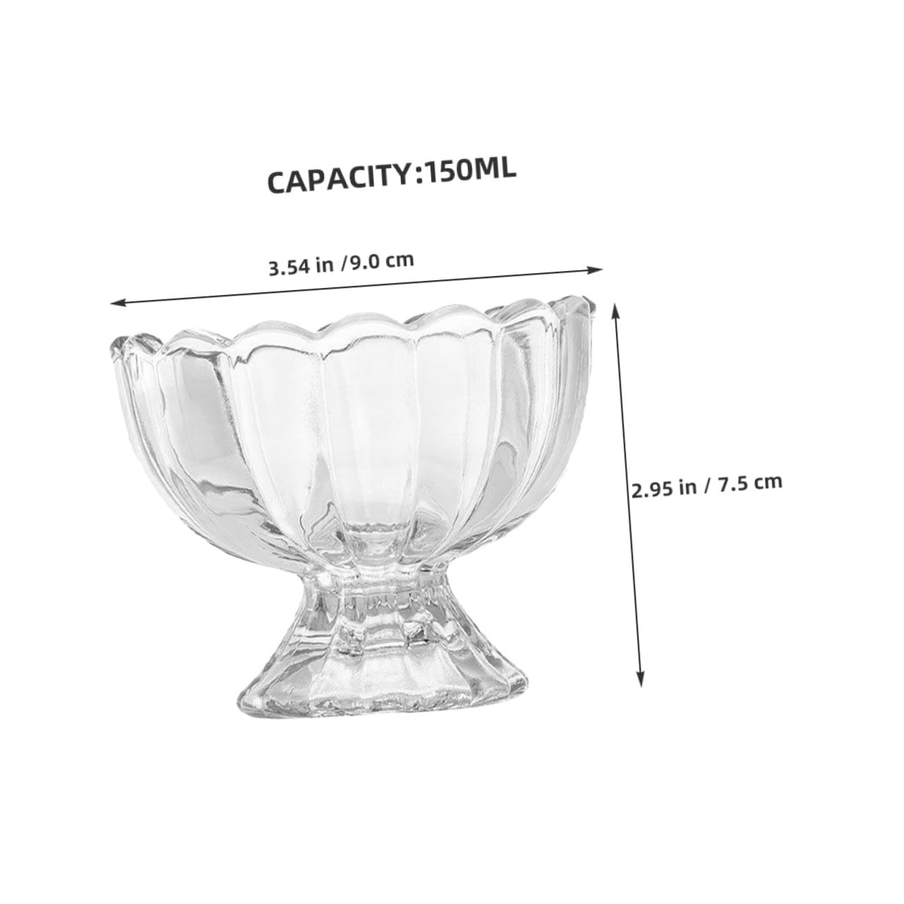 Cabilock Coppe Gelato Vetro 150ml, 6 Pezzi, Tazza Dessert a Tulipano | Atmosfera Estiva, Bicchieri da Dessert Trasparenti, Facili da Pulire e Salvaspazio per Piccole Cucine
