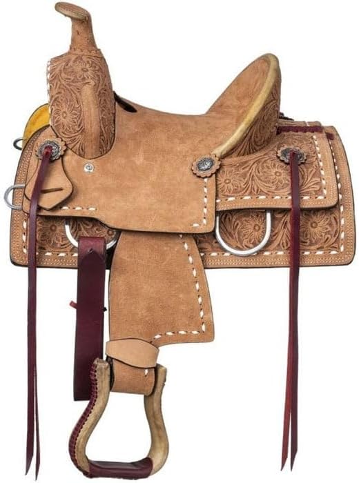 Leather Wade Horse Saddles Tree A Fork Roping Ranch Work Premium Western for Horses Handmade Equestrian Trail Tooled Carved Horse Saddle Tack Size: 10"-18" inches Seat, MD-WADE-01