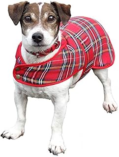 Glen Appin Lovely Shower-proof Poly Viscose Royal Stewart Tartan Dog Coat with Fleece Lining- Available in 3 sizes, Small