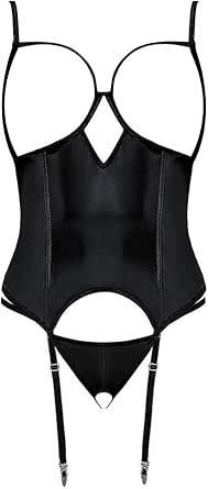 Plus Size Liquid Onyx Cupless Merry Widow and G-string main image 1