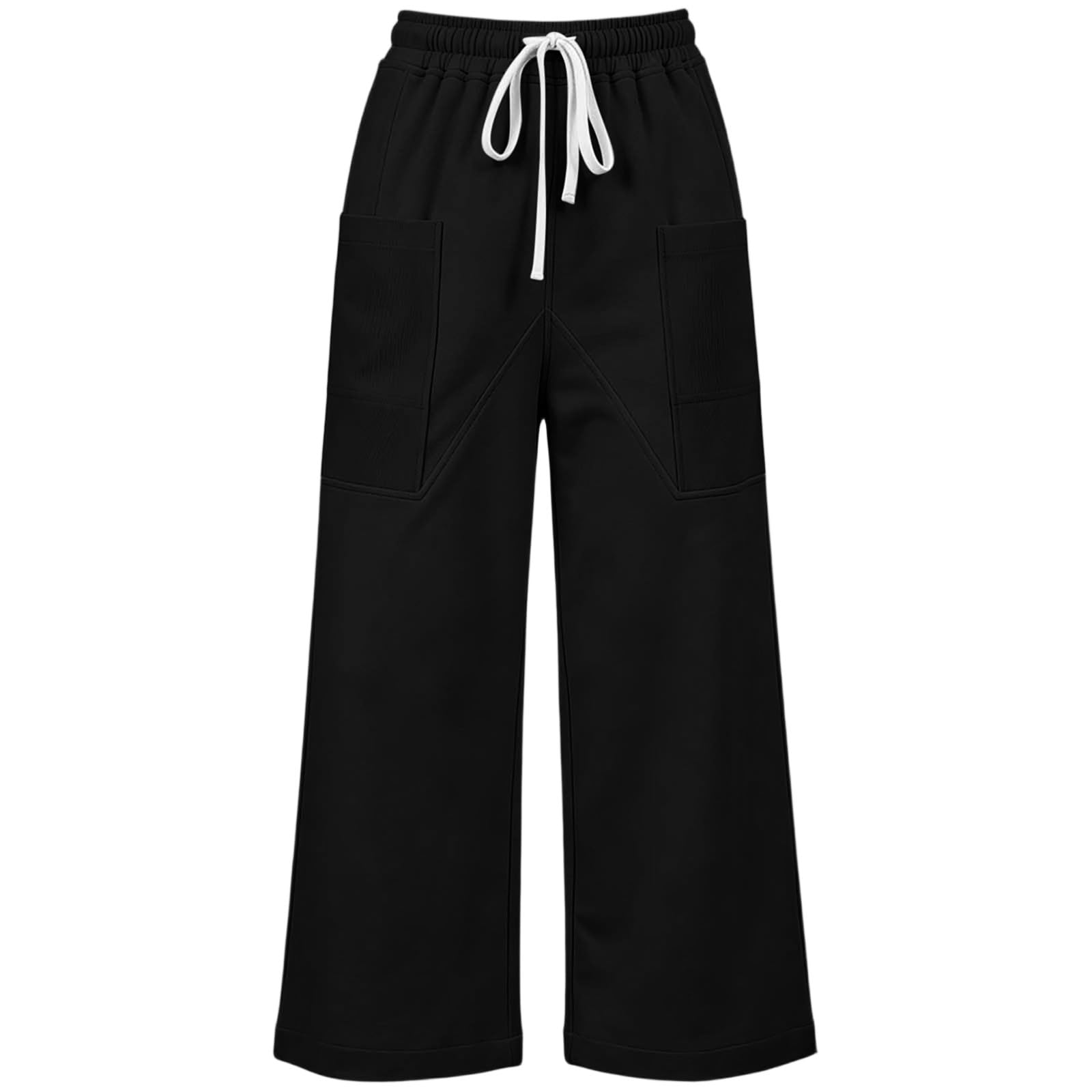 Pantalon Jogging Large Femme Automne Mi Saison Poches Taille Haute Sport
