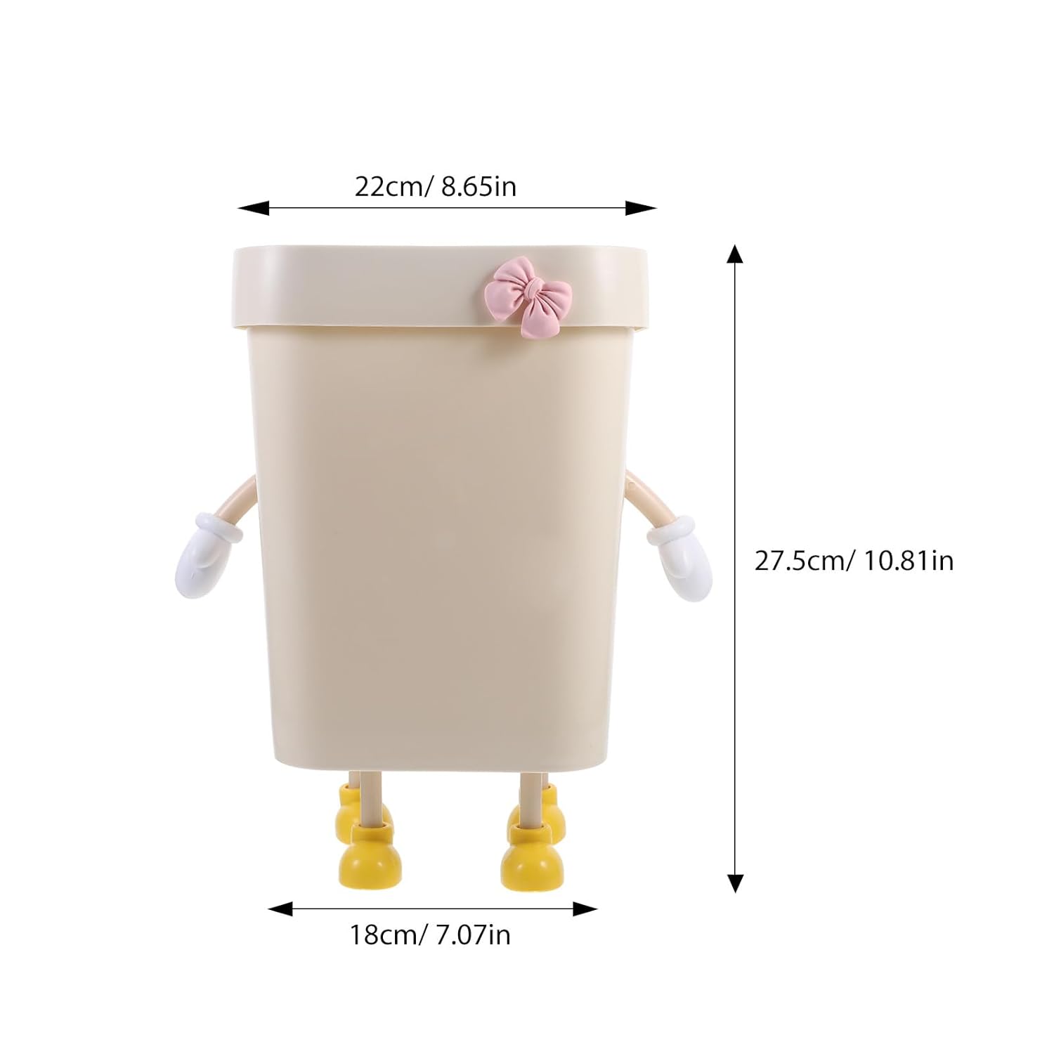 Plastic Trash Can Medium Size with Open Top, Sturdy Kitchen and Bathroom Wastebasket for Bedroom and Office Use, Reusable Storage Bin for Home Organization