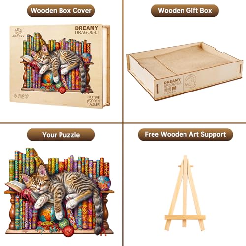 Jigfoxy Wooden Puzzles for Adults, Cat Wood Puzzle for Adults, Unique Animal-Shaped Wooden Jigsaw Puzzle, Christmas Thanksgiving Gifts for Puzzle Lovers, Family and Friends (M-11.4 * 9.2in-190pcs) by Jigfoxy - Image 4
