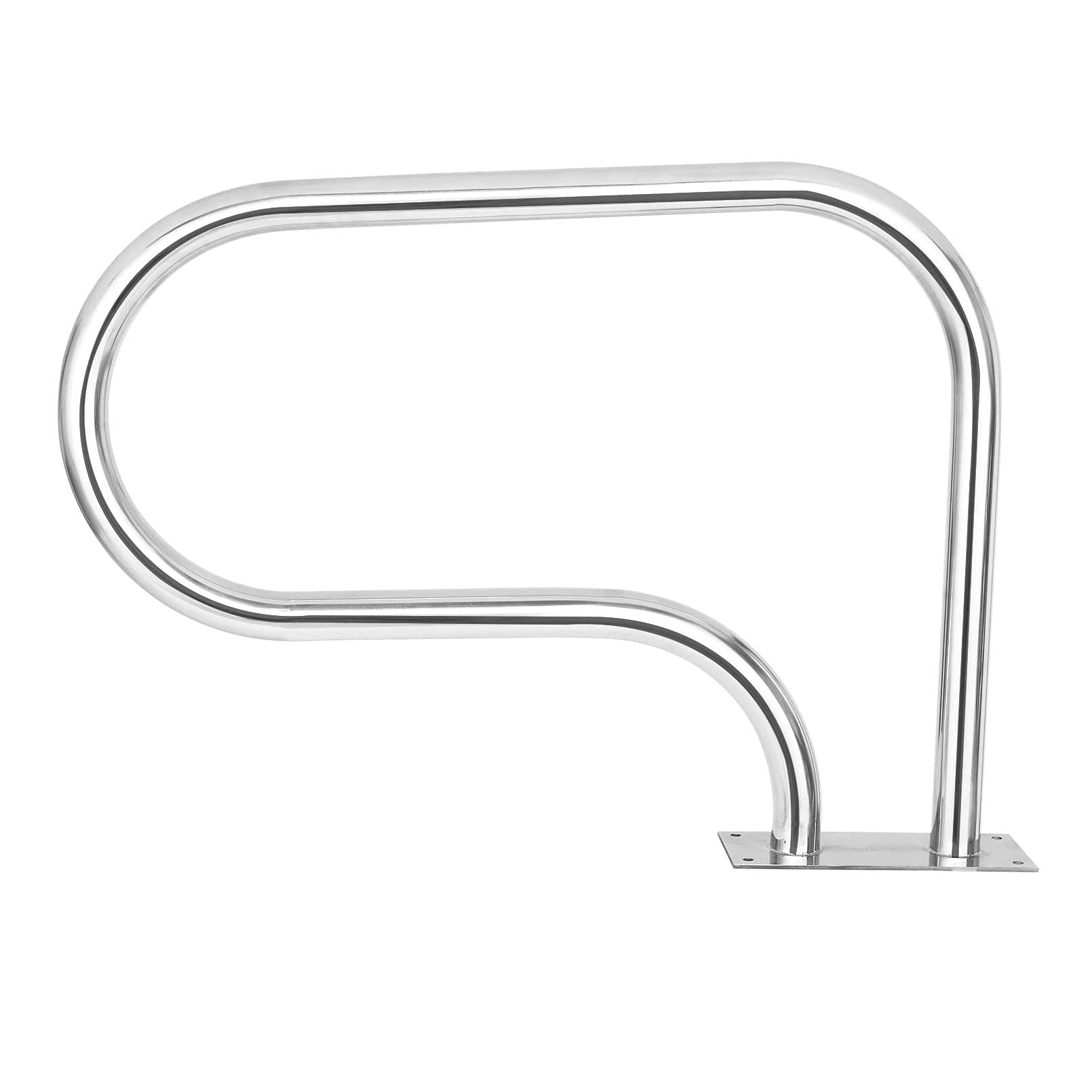 Barandilla de Piscina con Riel de Escalera de 3 Curvas para Parques Acuáticos, con Base de Montaje Rápido,O Inoxidable 304, 32"X22.5"/81X57Cm, 1 Pieza