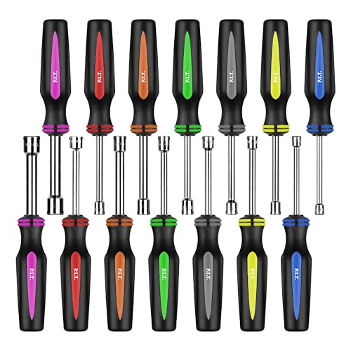 P.I.T.14PC SAE and Metric Nut Driver Set,Solid Shaft Nut Drivers(3/16 to 1/2 Inch and 5 to 10 mm...