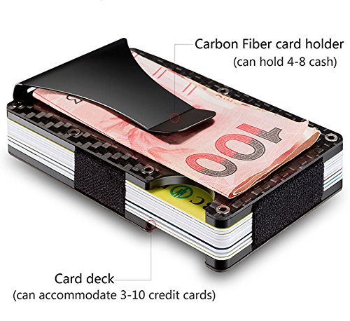 Mens Slim Money Clip Carbon Fiber Card Holder RFID Card Case Wallet 5