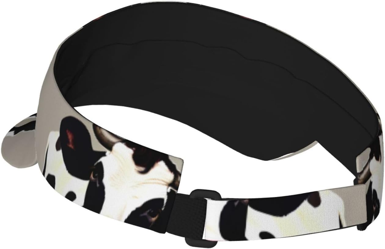 Cow Black Spot Print Sun Visor Hats for Women Men Adjustable Sports Golf Running Sun Caps