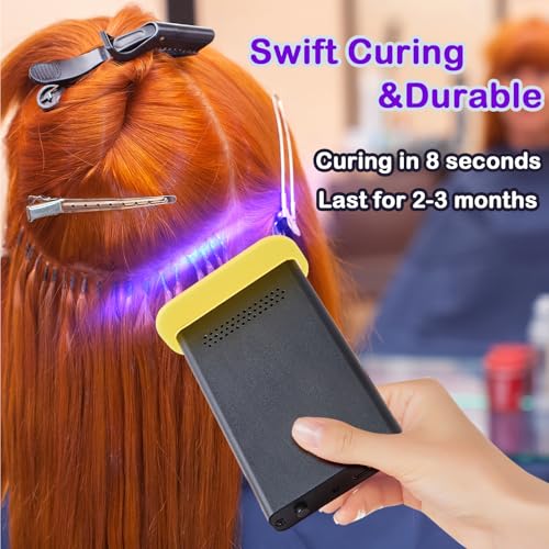 V Light Hair Extension Kit UV LED Hair Lamp Machine, Faster Wig Hair Extensions Glue Curing UV Dryer Gel Light, Rechargeable Hair Extension V Lights for Home Salon Hairdressing-Upgraded2