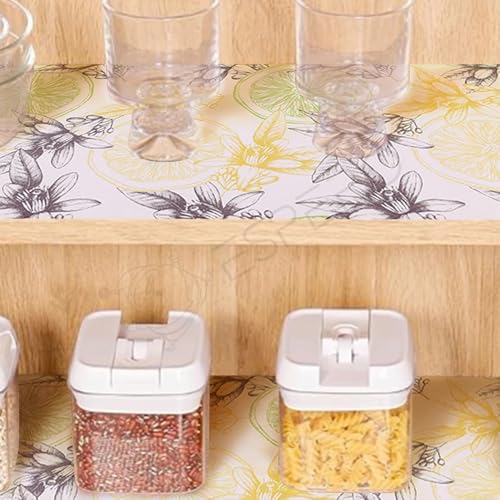 Image of ESPERO Fridge Mats, Kitchen Mat EVA Food Grade Multipurpose Washable Anti Slip Mat /Sheet for Fridge, Shelf Liners for Kitchen Shelves, Table, Kitchen Drawer mat - 300 x 45 cm (Big Flower White)