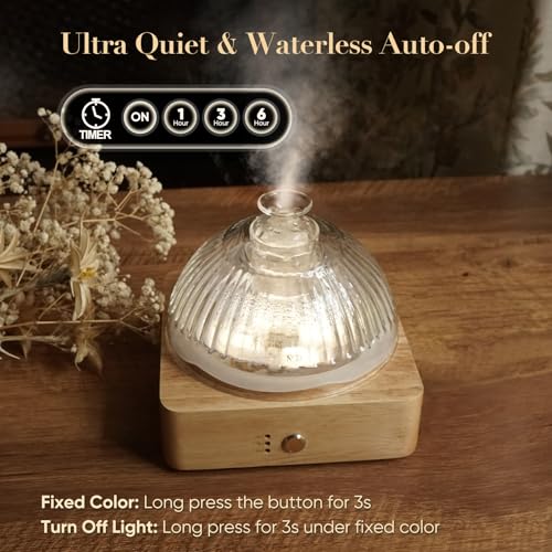 Levoair GLASS ESSENTIAL OIL DIFFUSER Glass Dome Essential Oil Diffuser With Glass Reservoir & Wood Base-No Plastic, 200Ml Ultrasonic Glass Diffuser For Aromatherapy thumb #4