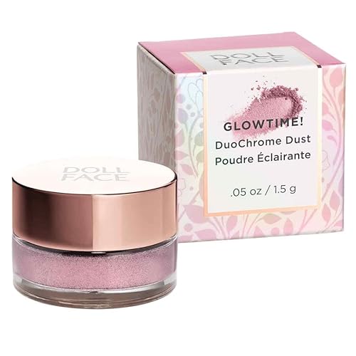 Doll Face Highlighter Makeup, Glowtime! Duochrome Dust, Holographic Illuminator Loose Powder, Feather-Light Eye, Face & Body Shimmer Make Up (Full Moon) #TOP4