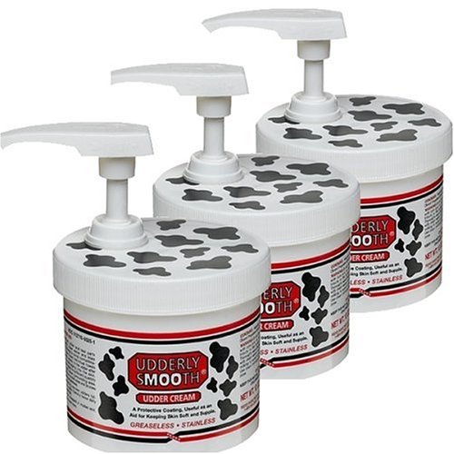 UDDERLY SMOOTH Udder Cream, Skin Moisturizer, 310 Ounce Jars with Dispenser Pump
