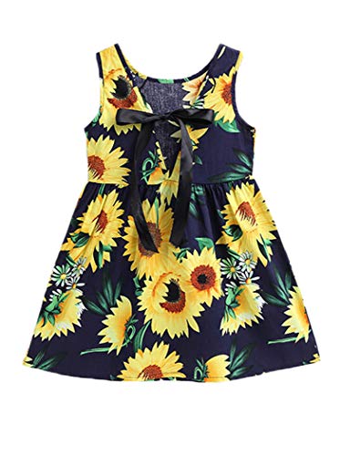 ASHER FASHION Kids Toddler Summer Sleeveless Dress Backless Sunflower Dress Cute Printed Sundress2