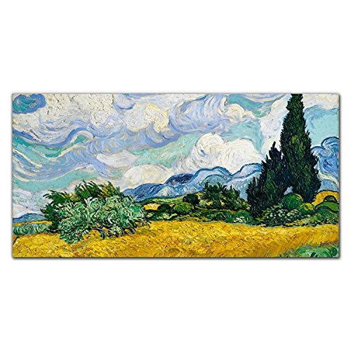 Décoration murale en verre acrylique 100x50cm pour illuminer votre salon d'un champ de blé