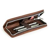 lederetui stifte diy Elegantes gefüttertes Lederetui aus Echtleder für Damen und Herren mit den Maßen (ca.) 20 x 8 x 2 cm, Größe M, 120 Gramm, erhältlich in den klassischen Farben Braun, Cognac-Braun und Schwarz