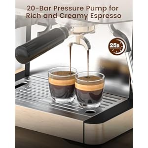 Espresso machine with grinder 20 bar expresso coffee machines with milk frother steam wand professional espresso maker with removable water tank cappuccino latte machine for home  urban country home decor