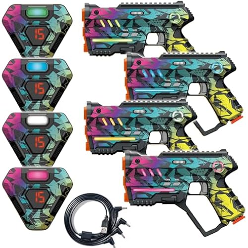 Rechargeable Laser Tag Set of 4, Lazer Tag Game for Kids Indoor & Outdoor Play, Gift Ideas for Kids Teens and Adults, Cool Toys for Teenage Ages 8 9 10 11 12+Year Old Boy & Girls