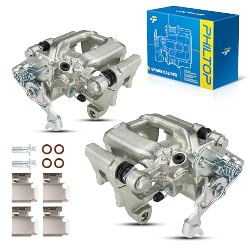 Image of PHILTOP 19B6384+19B6385 Rear Disc Brake Caliper Assembly Fit Volkswagen Audi for 2012-2015 Passat, 2012-2013 Jetta 2.5L, 2010-2011,2014 Jetta, 2012-2013 Beetle, 2pcs Rear Driver and Passenger Side
