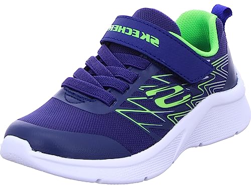 Skechers Boy's Microspec Texlor Sneakers, Navy Textile/Lime & Silver Trim, 2 UK Child