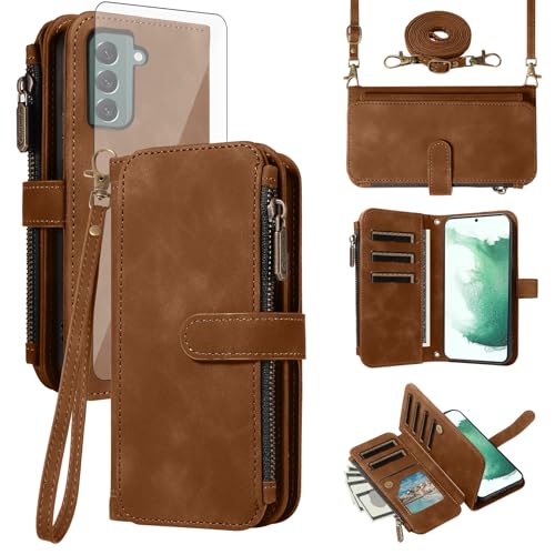 Étui pour Samsung S22 Plus avec porte-cartes et bandoulière zippée
