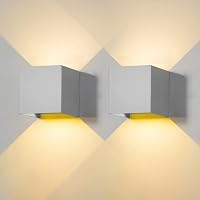 2 Pezzi Applique da Parete Esterno Interno LED Lampada da Parete Grigio Moderno 12W