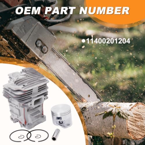 HAISHINE 49mm Cylinder Piston Kit for Stihl MS391 Chainsaw, MS391 Cylinder Kit with Crankshaft Bearing Oil Seal Spark Plug Fuel Filter Parts Replace 1140-020-1204, 11400201204 - 3