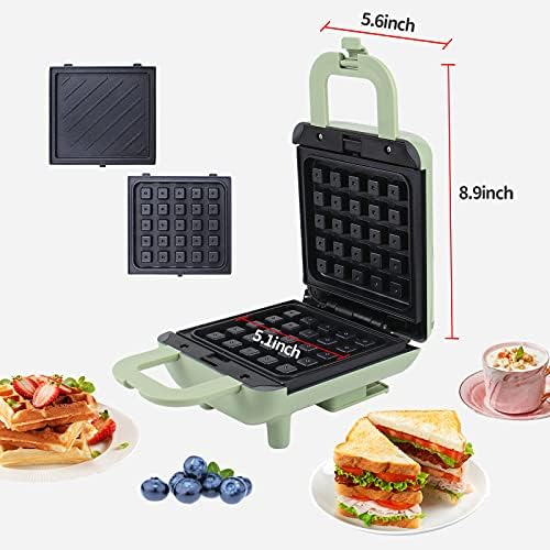 Mini Waffle Maker, Waffle Iron with Removable Plates Belgian Waffle