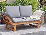 Devoko Outdoor Couch Acacia Wood Patio Couch with Adjustable Armrests, Outdoor...