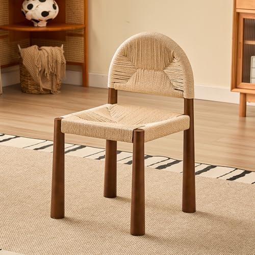 Stylish Modern Rattan Dining Chairs, Woven Armless Side Chairs for