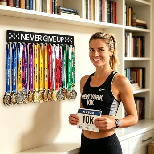 Étagère murale avec crochets pour médailles, le cadeau idéal pour runner - 5