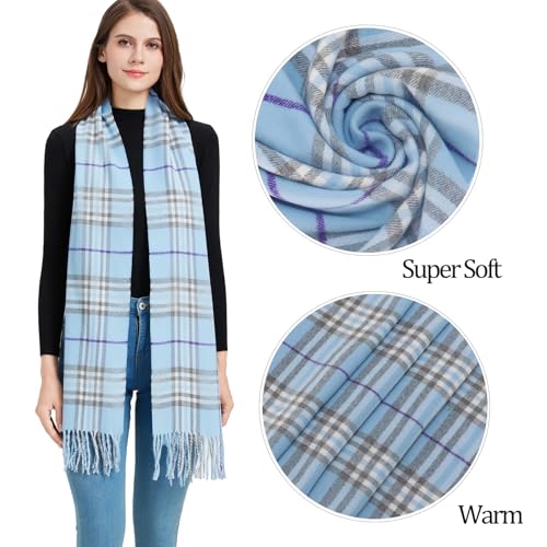Plaid Scarf for Women and Men-Fall Winter Classic Cashmere Feel Tartan Checkered Plaid Scarves2